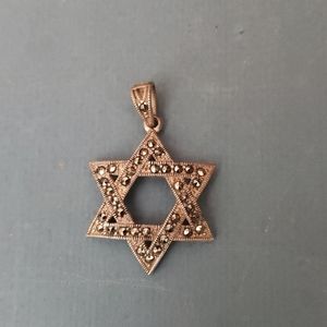 Sterling silver & marcasite Jewish star pendant